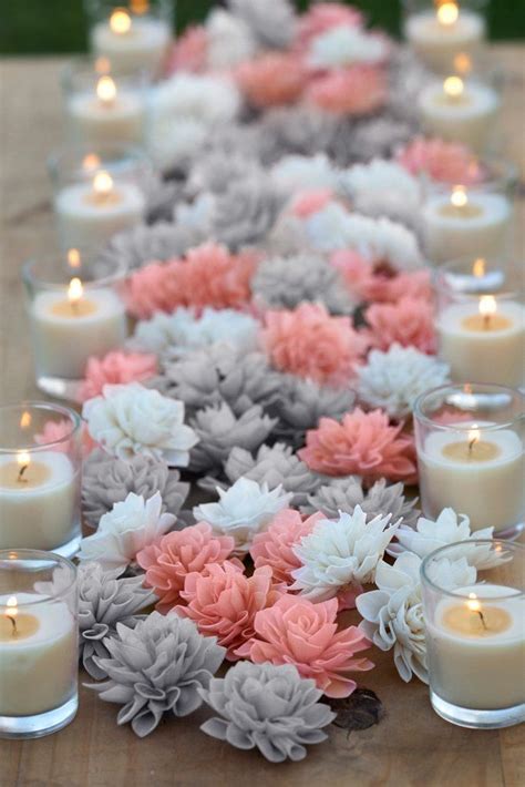 coral  silver wedding decorations