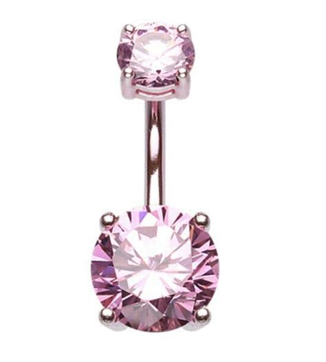 Colorline Pink Double Gem Belly Piercing Body Piercings Belly Rings Belly Button Rings Body