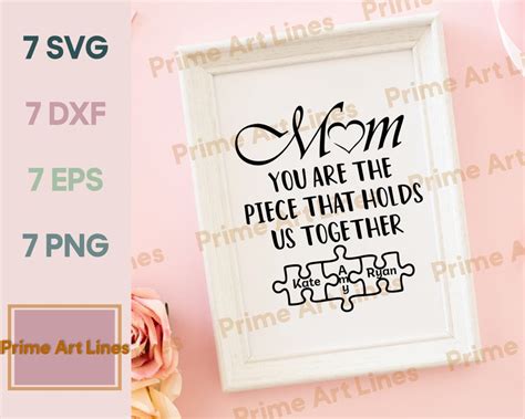 Mom You Are The Piece That Holds Us Together Svg Mom Puzzle Etsy