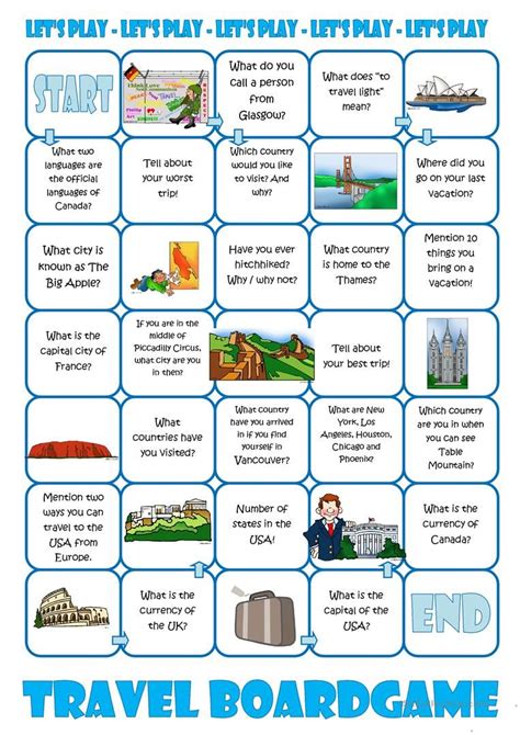 Travel Board Game English Esl Worksheets For Distance Learning And