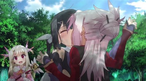 ii illyasviel von einzbern episode 2 miyu and chloe kiss best yuri kiss ever fate kaleid
