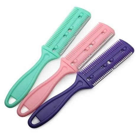 1pcs 2 Colors Hair Razor Comb Handle Hair Razor Cutting Thinning Comb
