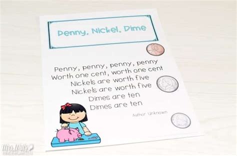 Kindergarten Money Poem For Coin Identification Free File