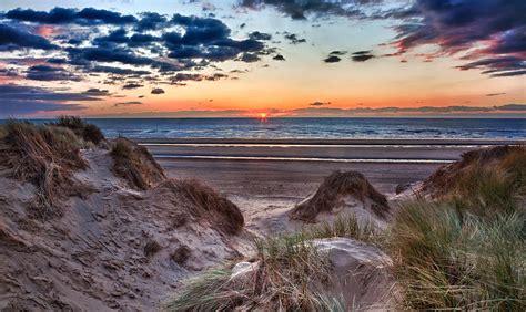 Sunset Over Formby Beach Through Dunes Photograph By Steven Heap Fine