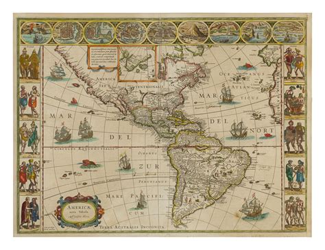 Blaeu Willem The Most Famous Carte à Figures Map Of The Americas