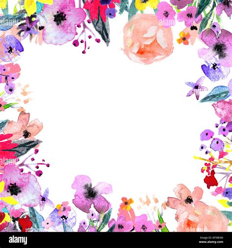 Watercolor Flower Border Stock Photo Alamy