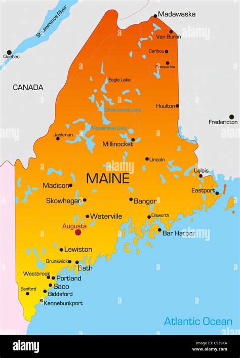 Vector Color Map Of Maine State Usa Stock Photo 40026094 Alamy