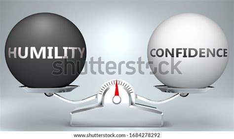 Humility Confidence Balance Pictured Scale Words Stock Illustration