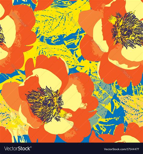 Floral abstract flower pattern, illustration, art, graphic design inspiration. Abstract floral seamless pattern pop art style Vector Image