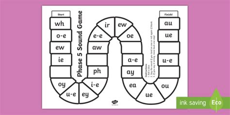 The highly engaging phonics games combined with motivating rewards keep kids on track and eager to improve their skills. Phase 5 Sounds Game Board (teacher made)