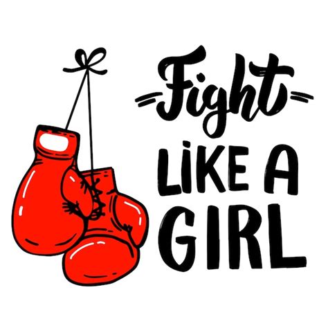 Premium Vector Fight Like A Girl Lettering Phrase With Boxing Gloves Element For Poster
