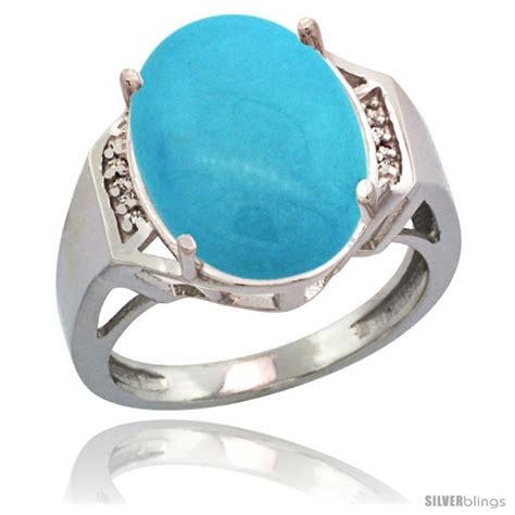 Sterling Silver Diamond Sleeping Beauty Turquoise Ring Ct Large