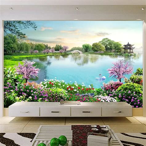 Custom Mural Wallpaper 3d Nature Landscape Lake Photo Wall Painting