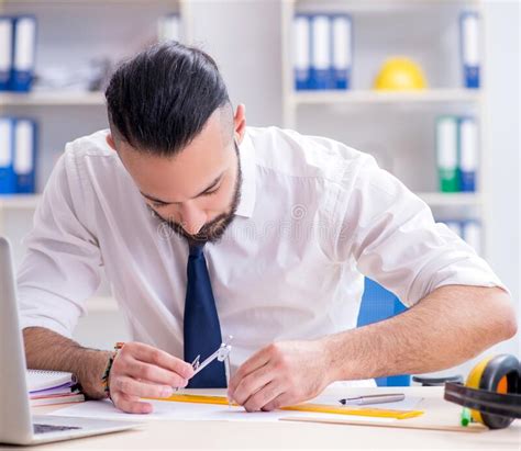 Architect Working In His Studio On New Project Stock Image Image Of