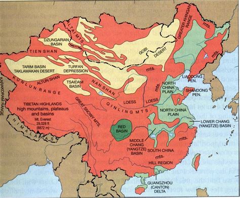 Mountain Ranges In China Map Time Zones Map