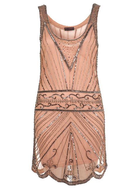 Vintage S All Over Beaded Short Dresses Miss Selfridge Nude