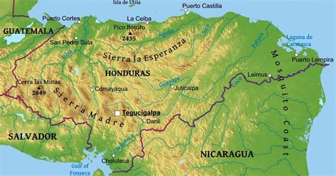 Mapa Fisico De Honduras Con Simbologia Mapa De Regiones De Honduras