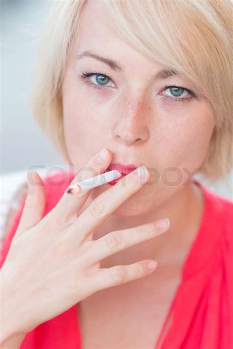 Lady Smoking Stock Image Colourbox