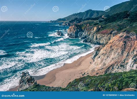 Usa California Pacific Ocean Coast Shoreline Stock Photo Image Of