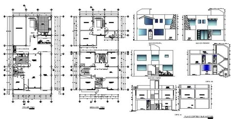 Modern Bungalow Design Working Drawing In Dwg File Cadbull
