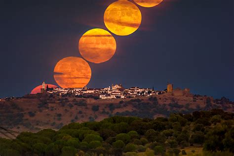 Sequence Of A Super “blue” Moon 2023 Rising Over Monsaraz Castle
