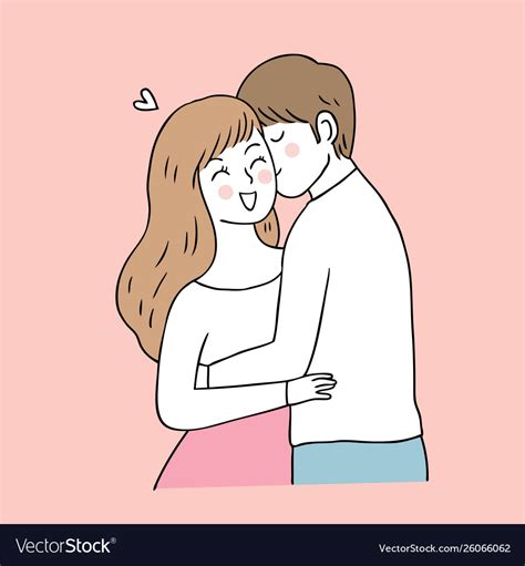 Cartoon Cute Valentines Day Couple Kiss Royalty Free Vector