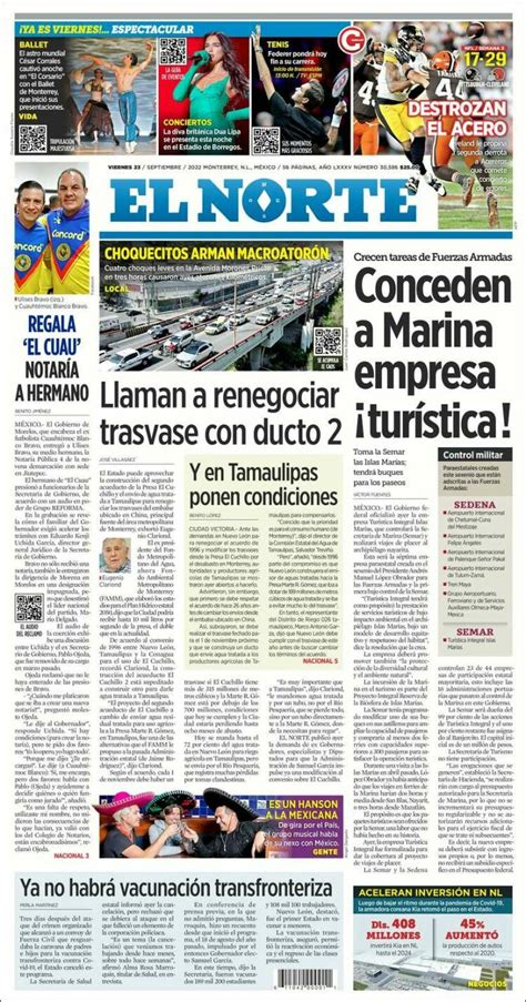 Periódico El Norte México Periódicos De México Edición De Viernes