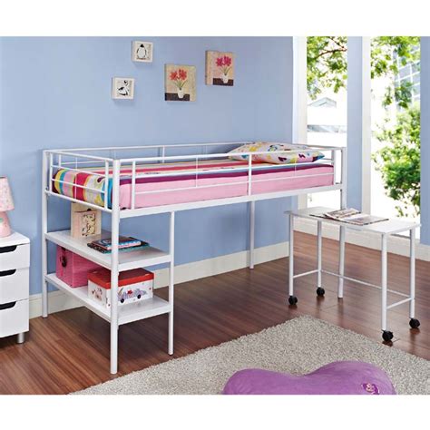 The donco kids white loft bed with desk will allow you to create the right environment for your kid. Walker Edison Metal Twin Low Loft Bed with Desk and ...