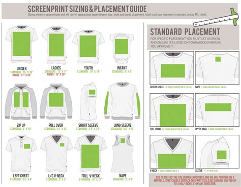 Screenprint Sizing And Placement Guide Ecoprintlab Screen Printing