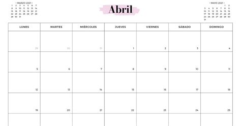 Calendario Mar 2021 Calendario Mes Abril 2021