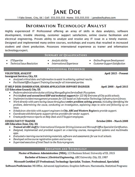 Browse resume examples for it jobs. IT Help Desk Resume Example - Technical Analyst - IT Support