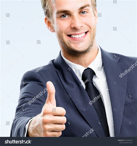 Portrait Happy Businessman Showing Thumbs Gesture Stock Photo