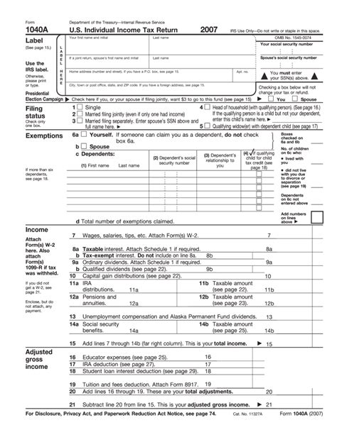 Every individual who is filing a tax return must while form 1040 can be used by everyone for their individual federal income tax, the different types of form 1040 can help in terms of how the tax return. 2007 Form IRS 1040-A Fill Online, Printable, Fillable ...