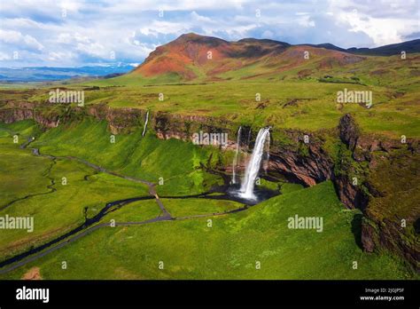 Aerial View Of Seljalandsfoss Waterfall In Iceland Stock Photo Alamy