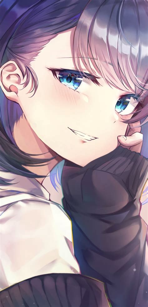 Download 1080x2240 Anime Girl Smiling Pretty Cute Blue Eyes Wallpapers For Huawei P20 Pro