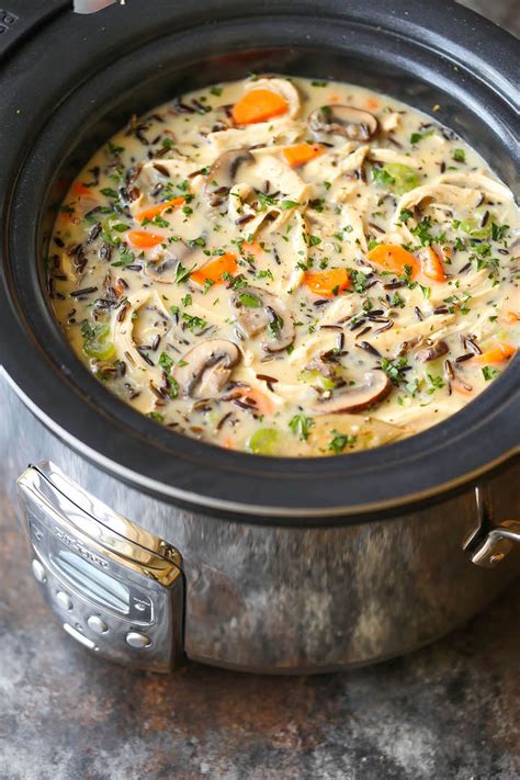 Slow Cooker Chicken And Wild Rice Soup Damn Delicious