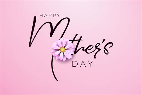 Happy Mothers Day Greeting Card Design With Flower And Typography Letter On Pink Background