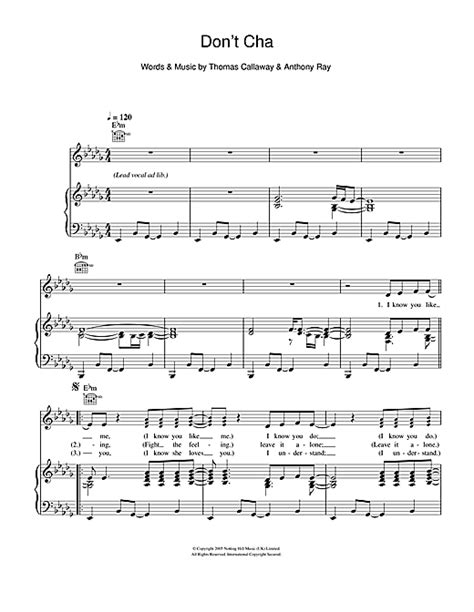 Dont Cha Sheet Music By Pussycat Dolls Piano Vocal And Guitar Right