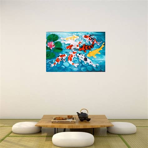 Koi Fish 9 Oil Painting Canvas Wall Art Original Art Etsy
