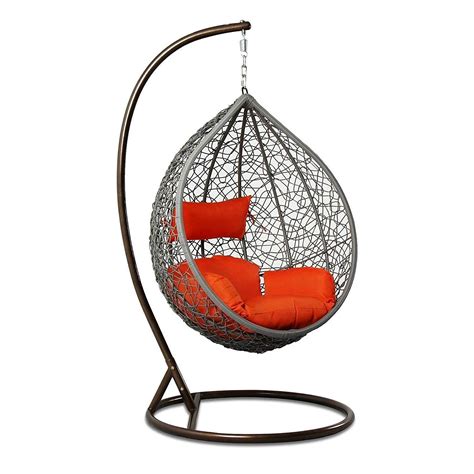 Wildmonk Single Seater Swing Chair With Stand And Cushion And Hook Outdoor