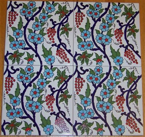 Turkish Iznik Floral Pattern X Cm Ceramic Tile Anatolian
