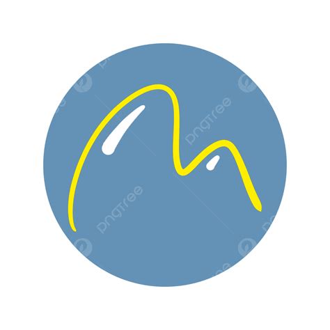 Cartoon Mão Desenhada M Logotipo De Letra Azul Amarelo Bonito PNG M Logótipo Da Letra M