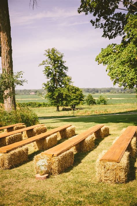 Hales Of Bay For Ceremony Guests To Sit On Unique Rustic Wedding