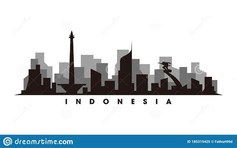 Jakarta Skyline And Landmarks Silhouette Vector Stock Vector