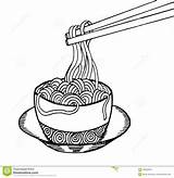 Noodle Illustration Drawing Stick Bowl Hand Meat Vector sketch template