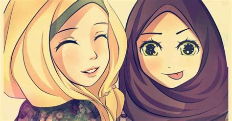 Gambar Kartun Muslimah 2 Sahabat Denah