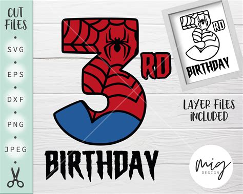 3rd Birthday Spiderman Svg Spiderman Birthday Svg Three - Etsy