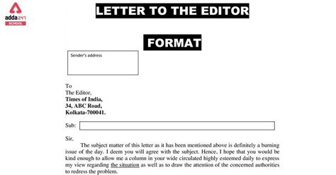 Letter To Editor Format Examples For Class 10 And 12
