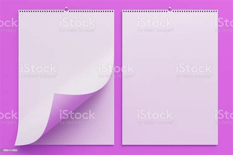 weiße wand kalender mockup auf violettem hintergrund stock vektor art und mehr bilder von