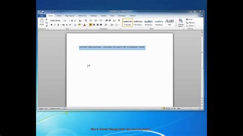 Transform Text Case In Microsoft Word 2010 Youtube